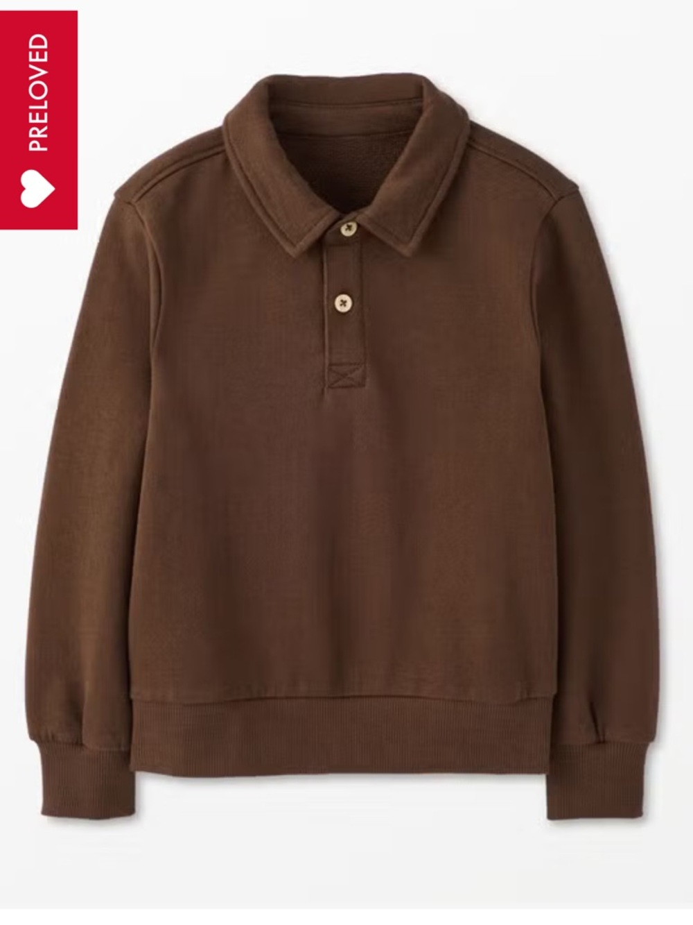 Hanna Andersson brown terry polo sweatshirt